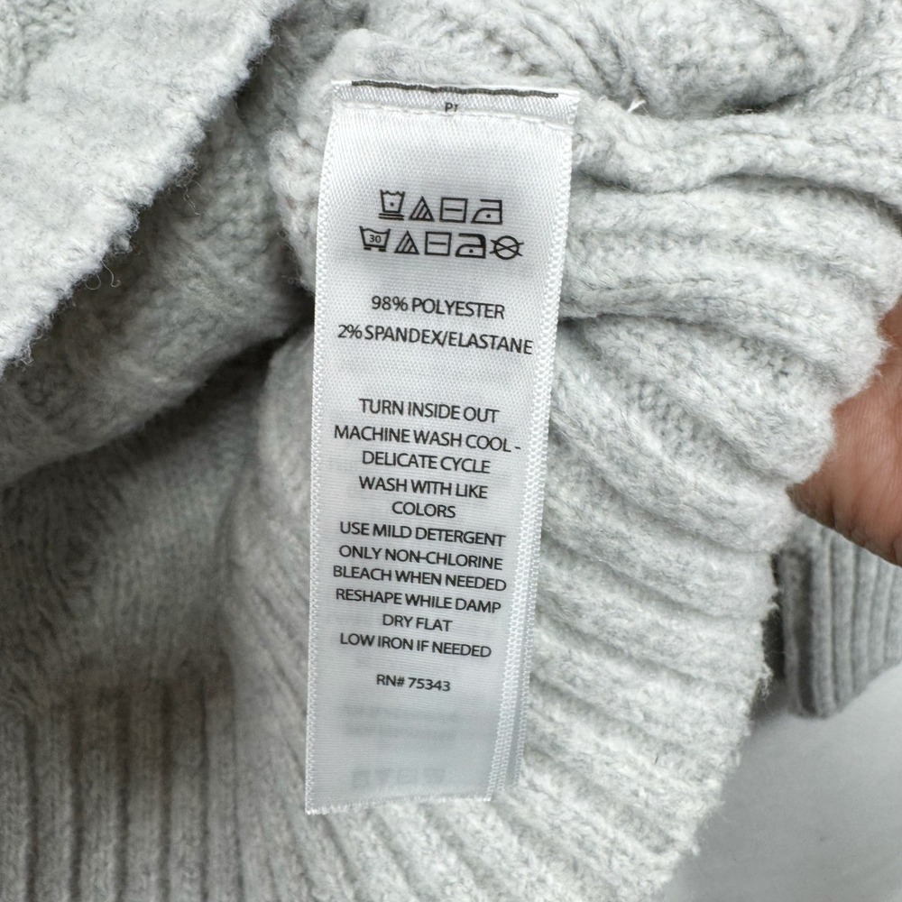 Rachel Zoe Gray Cable Knit Fair Isle Mock Neck Sweater Women XS Long Sleeve‎ - Picture 5 of 5